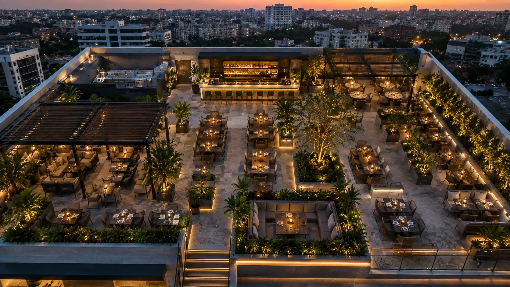 rooftop restaurant interior