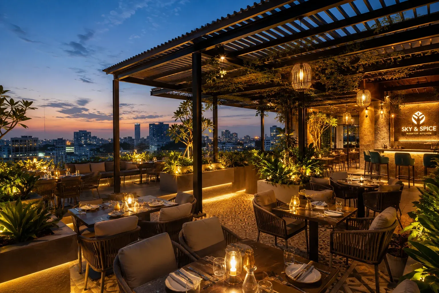 rooftop restaurant interior